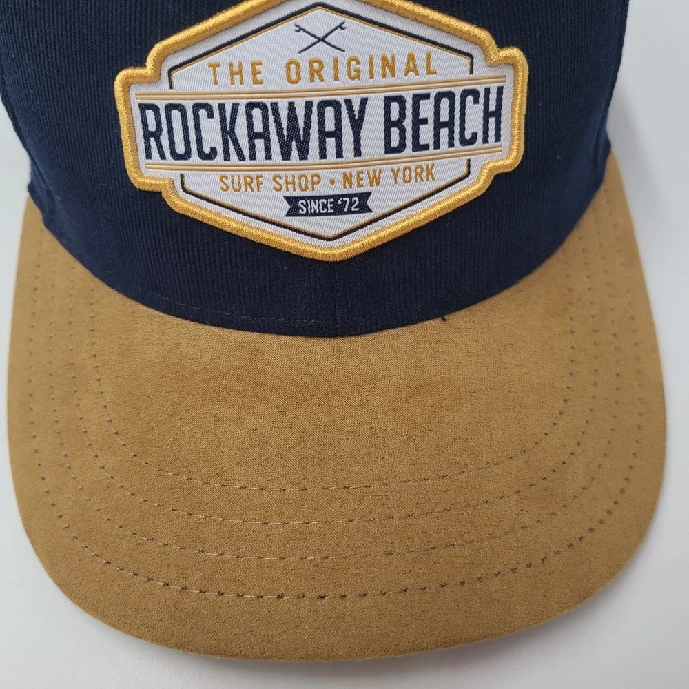 Rockaway Beach Hat Snapback Blue Brown Corduroy Surf Shop New York Patch Men